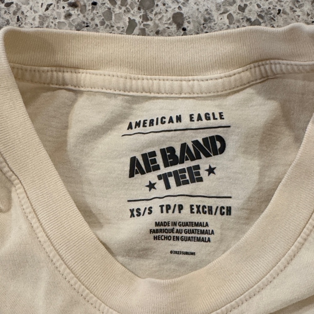 American Eagle Oversized Cream Tee with Sublime Graphic - Picture 3 of 4